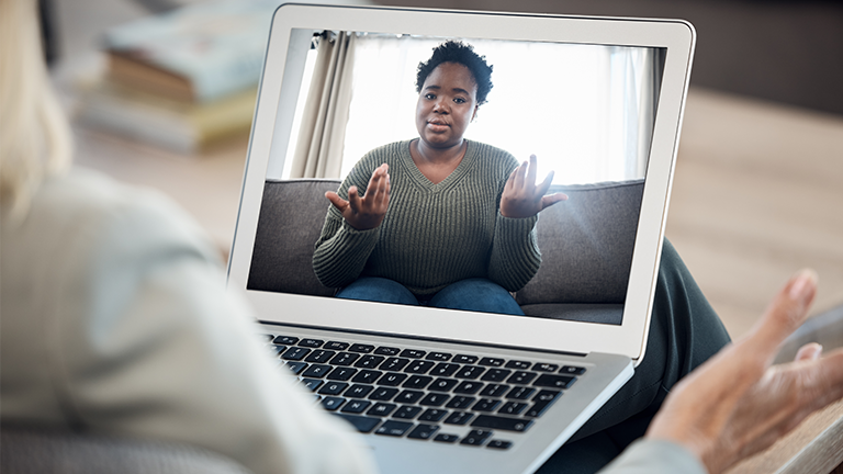 Photo of teletherapy visit