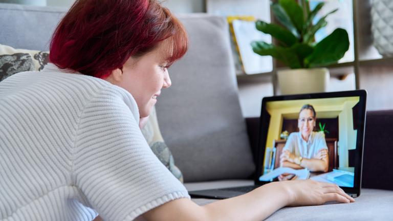 Woman in a teletherapy session