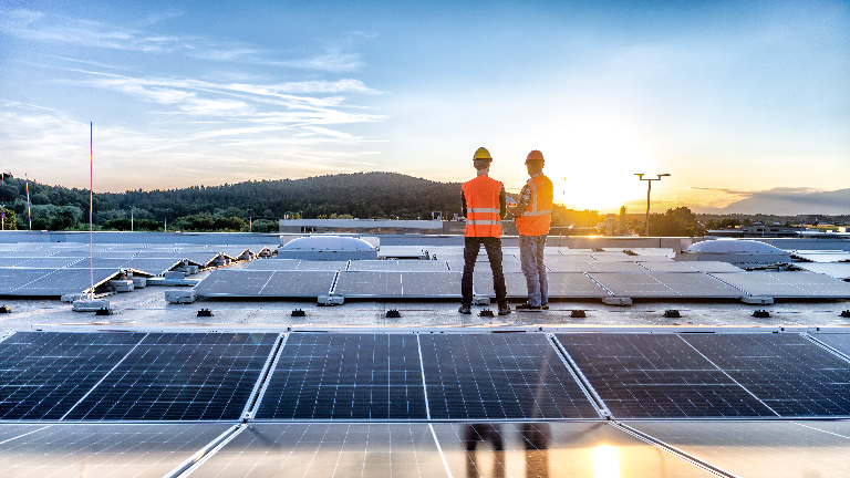 solar panels on roof